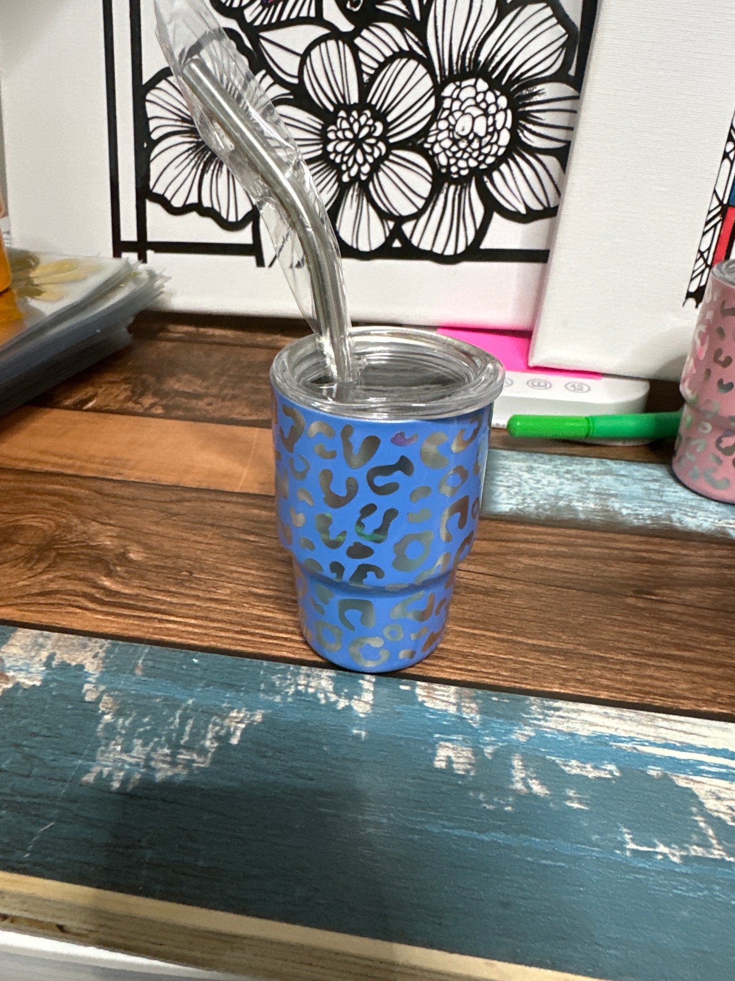 Mini Blue leopard tumbler