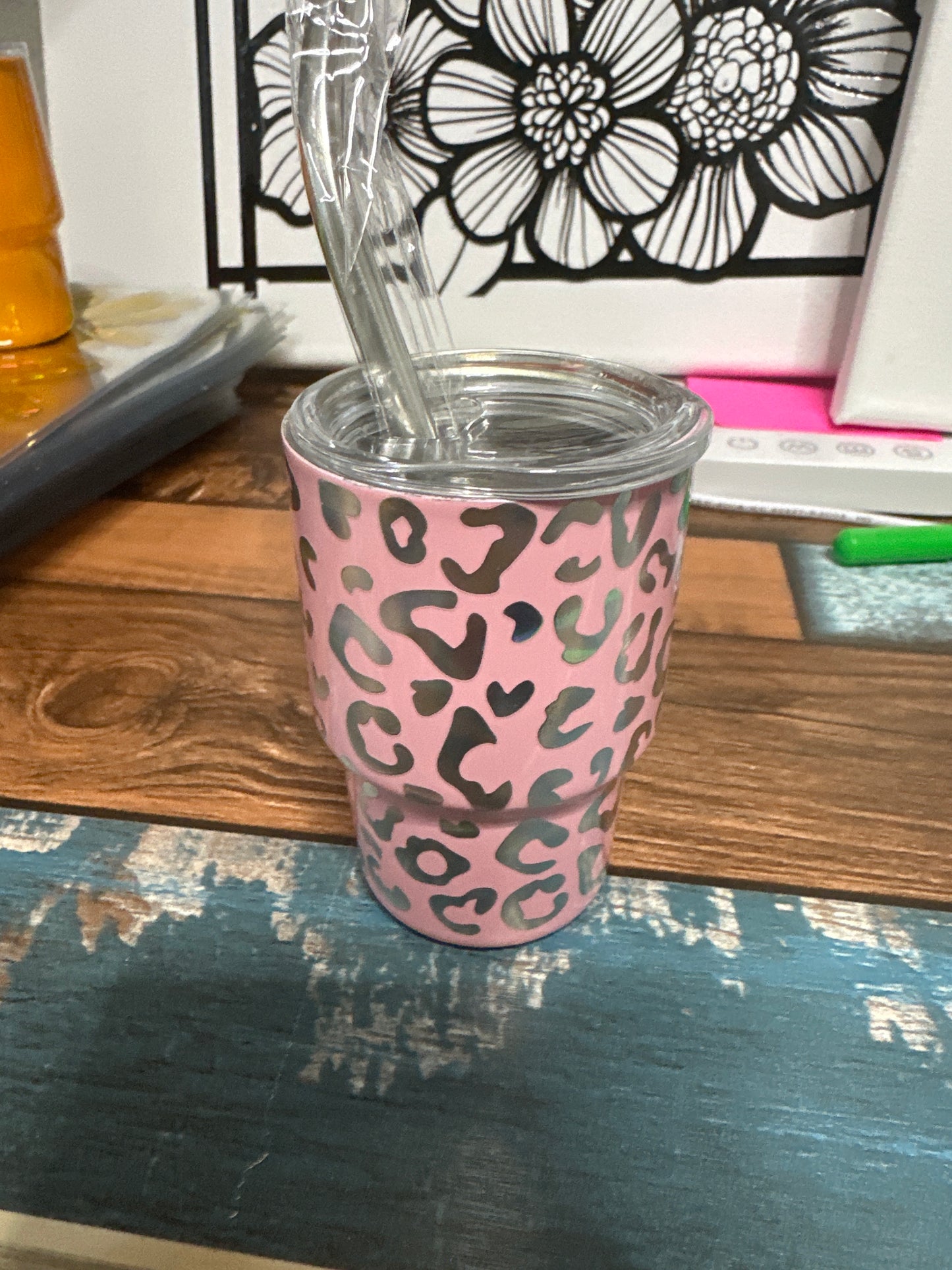 Mini pink leopard tumbler