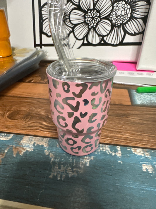 Mini pink leopard tumbler